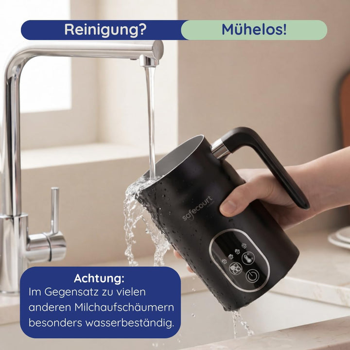 Safecourt Kitchen Milchaufschäumer - Elektrischer Milchaufschäumer - 4-in-1 - Schwarz Black: MF300,