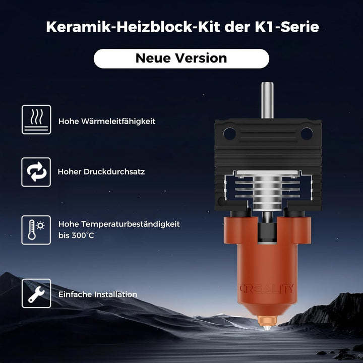 Creality Offizielles K1 Max/K1/K1 SE/K1C Hotend-Upgrade-Kit mit Keramik-Heizblock, Anschluss mit Sch