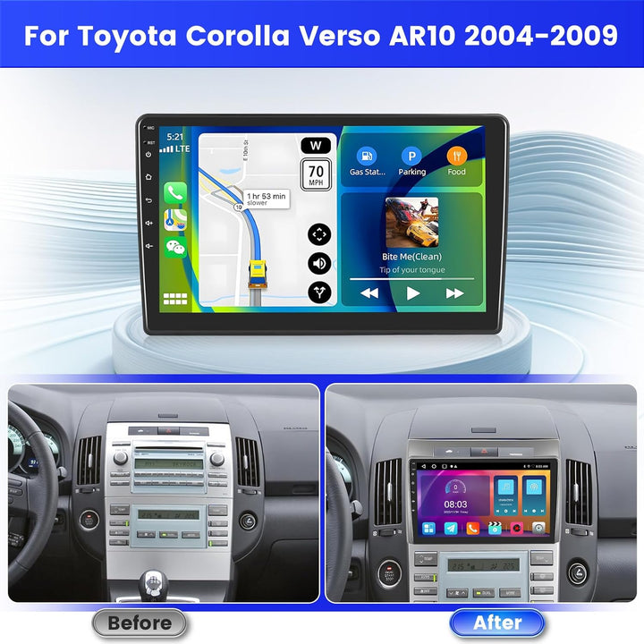 Radio für Toyota Corolla Verso AR10 2004-2009 Android 15 2+64G mit Wireless CarPlay Android Auto, 9