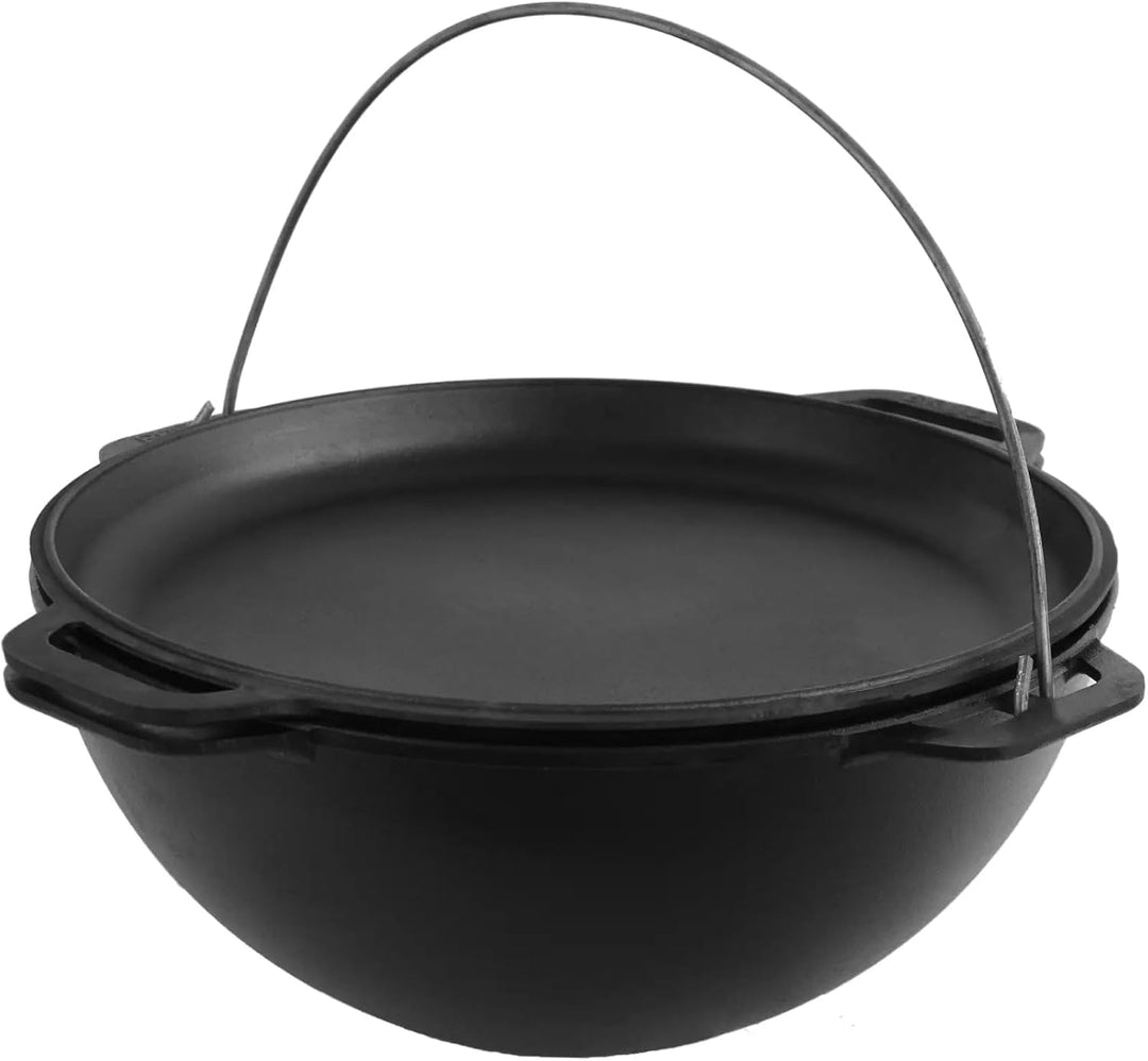 Schwenktopf Kazan aus Gusseisen 15 L (runder Boden) | Kasan Uzbekisch | Cast Iron KESSEL | Camping