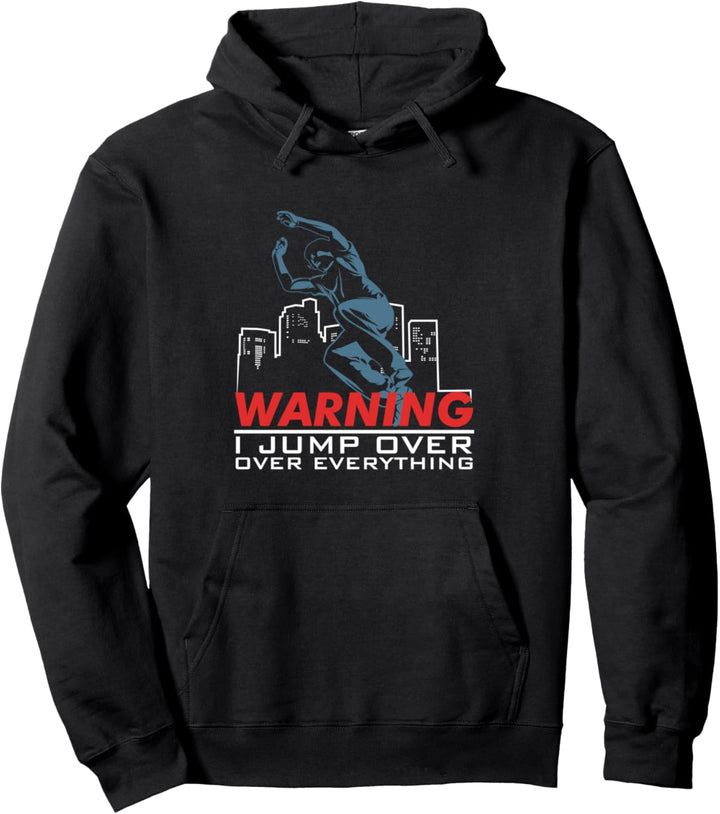 Warnung Ich springe über alles Parkour Pullover Hoodie