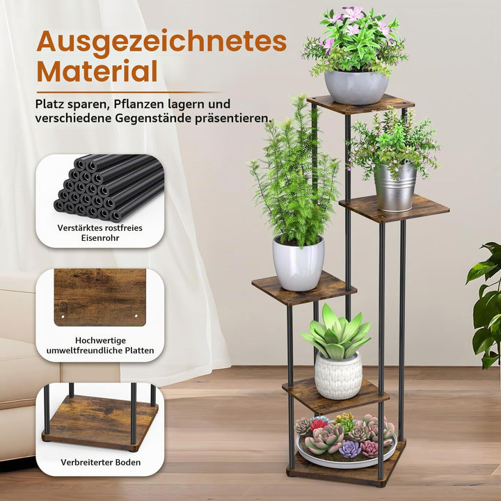 Blumenständer, Pflanzenständer Innen, 5 Etagen Modernes blumentopf ständer, Blumentreppen Metall, pf