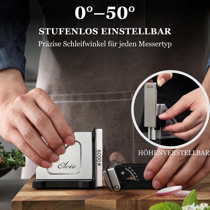 Oleio Rollschleifer Messerschärfer, Messerschleifer mit 0–50° Schärfwinkel