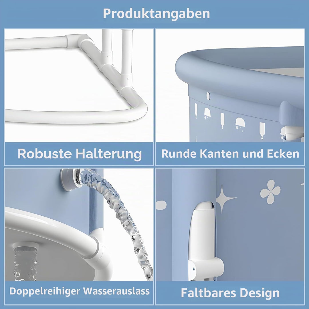 Faltbare Badewanne für Erwachsene und Kinder, 55 x 73 x 90 cm Fächerförmige faltbare Badewanne, plat