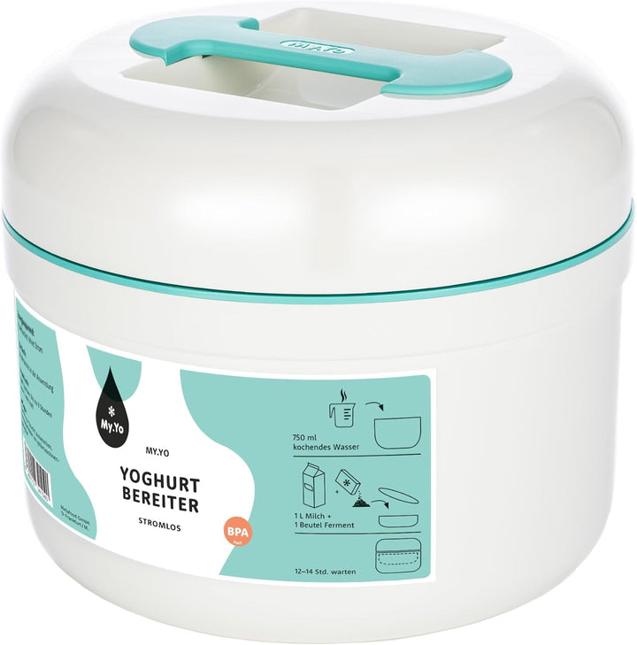 My.Yo - Joghurtbereiter ohne Strom | Farbe Mint | Inkl. 2 Beutel, Mint