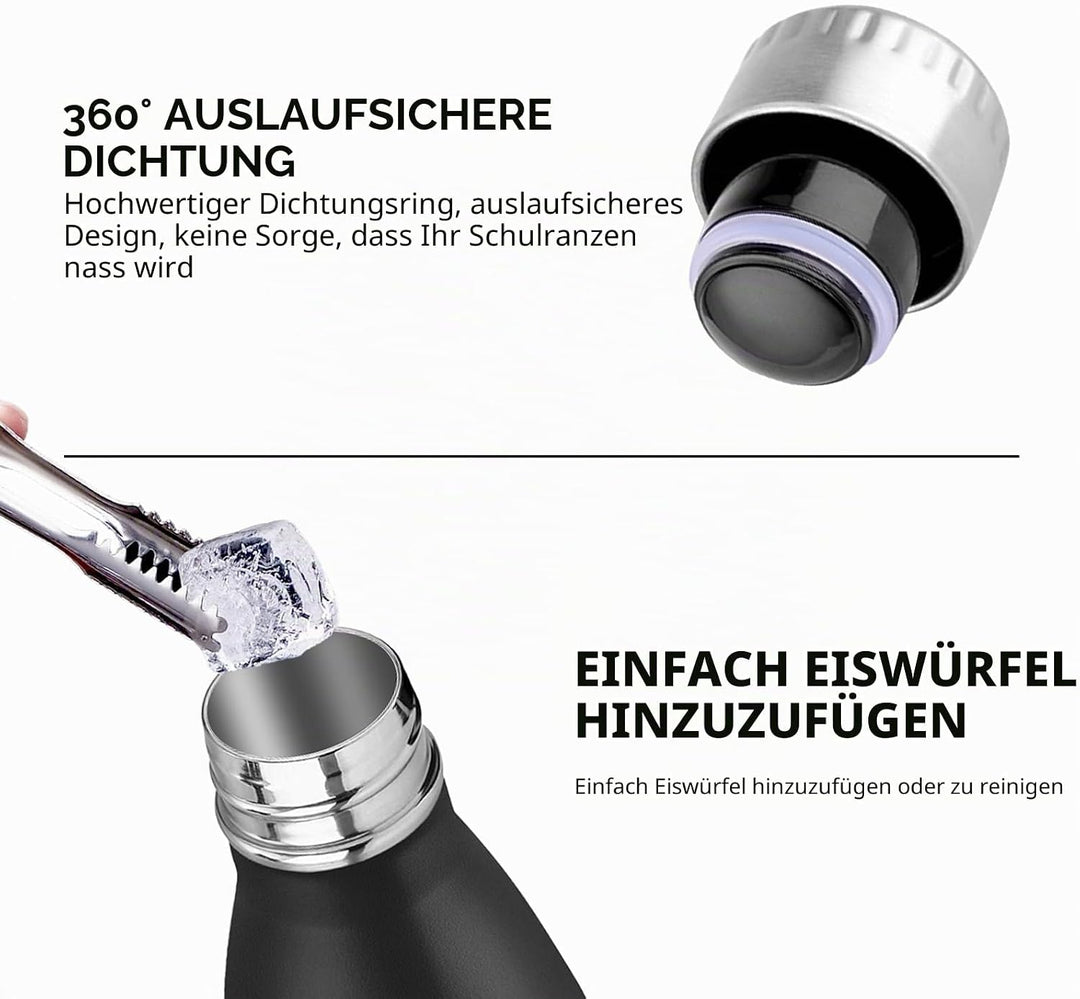 HoneyHolly Trinkflasche Edelstahl, Thermosflasche 1000ML, BPA-frei Auslaufsichere Vakuum Isolierte,