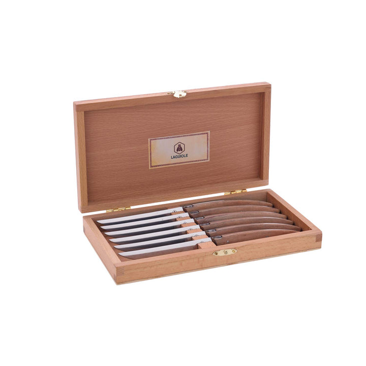 LAGUIOLE - Laguiole 4268472 Schachtel mit 6 Steakmessern (23 cm) mit Edelstahlklinge und braunem Pak