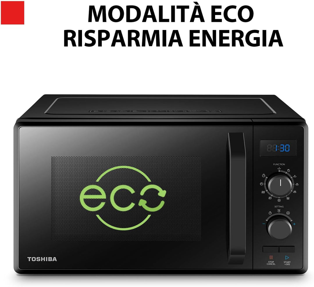 Toshiba 3-in-1 Mikrowelle mit Grill und Kombi-Kochen, 23 l, drehbarer Teller mit Positionsspeicher,