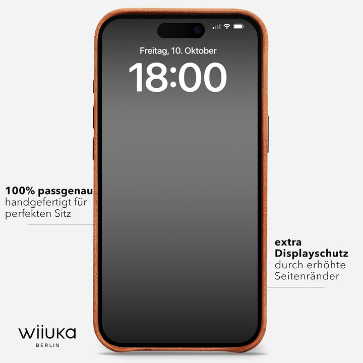WIIUKA Hülle für iPhone 15 Pro Max, Leder aus Deutschland, Lederhülle extra Dünn, Premium Handyhülle