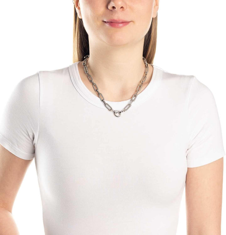 Leonardo Jewels Moni Halskette, Kette aus Edelstahl mit Clip&Mix Verschluss, silber, Statement-Kette