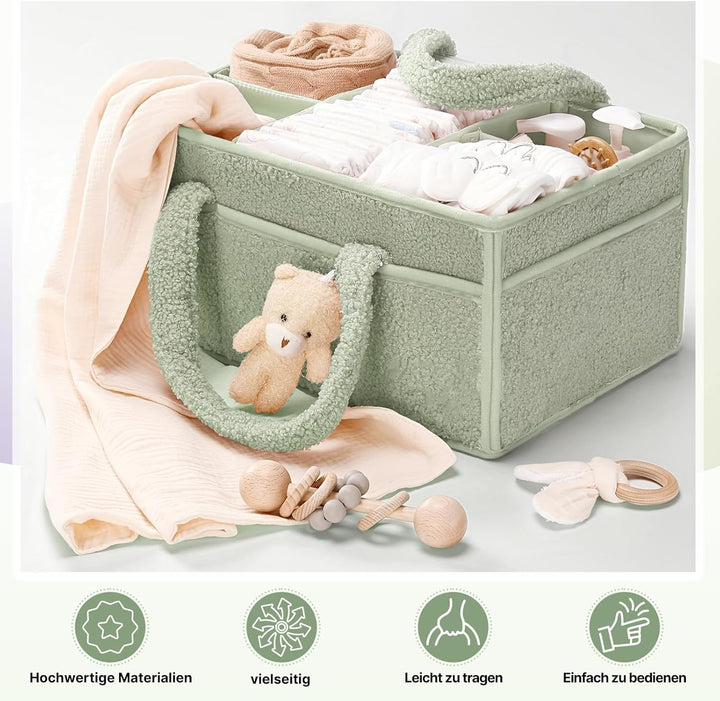 Baby Wickeltasche Organizer，Baby-Windel-Caddy Organizer für Wickeltisch，Multifunktional Tragbar Wick