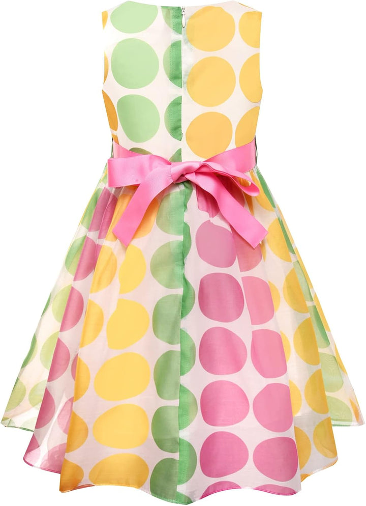 BONNY BILLY Mädchen Kleider Vintage Blumen Festlich Hochzeit Elegant Kinder Kleid mit Gürtel 3-4 Jah