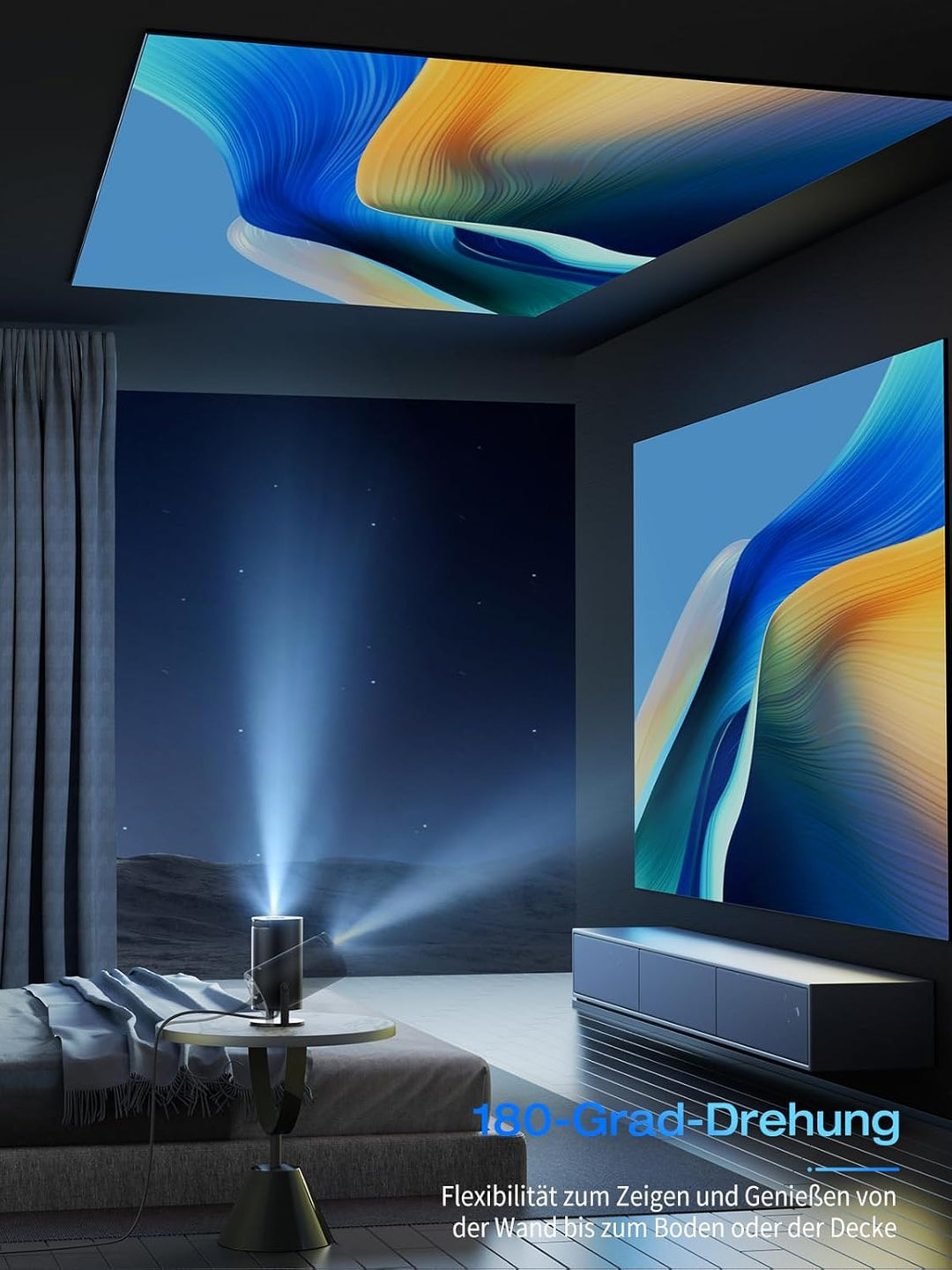 [Built-in Apps & Android 11.0] Mini Beamer Tragbarer 18000 Lux Projektor 4K Supported unterstützt 18