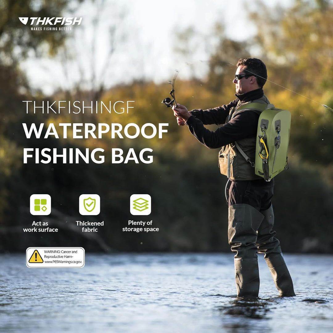 THKFISH Angelrucksack Wasserdicht IPX8, 9L Angel Tasche für Angeln mit Luftdichtem Reissverschluss,f