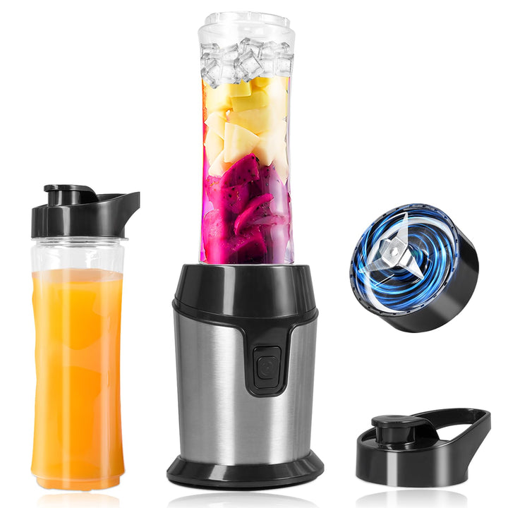 Carehabi Mixer, Tragbarer Mini Standmixer & Smoothie Blender mit 2x600ml Flaschen (BPA-frei), 300W E