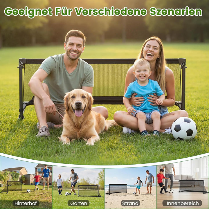 COSTWAY Fussballtor faltbar für Garten Kinder, Fussballtor mit Metallrahmen, wetterfestem PE-Netz &amp;