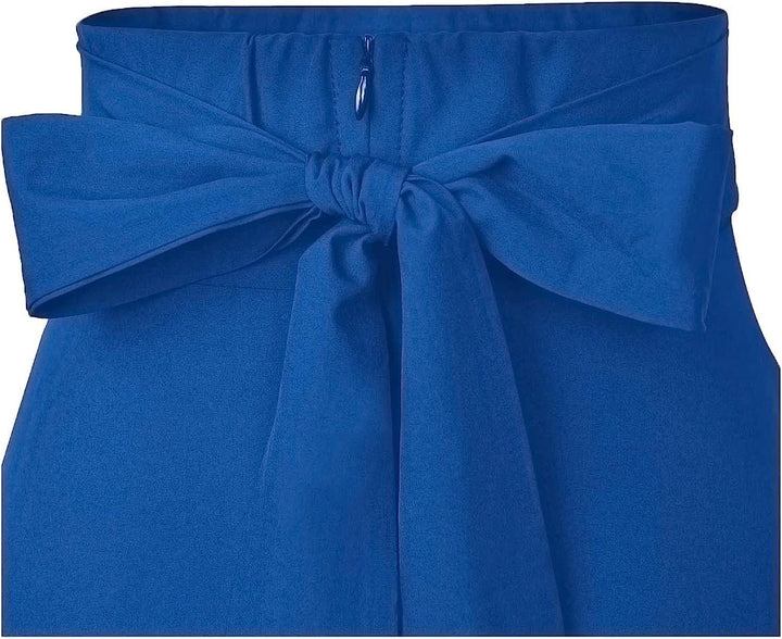 Damen High Waist Maxirock Taschen mit Seitenschlitz Langer A-Linie Rock S 0 Hellblau, M
