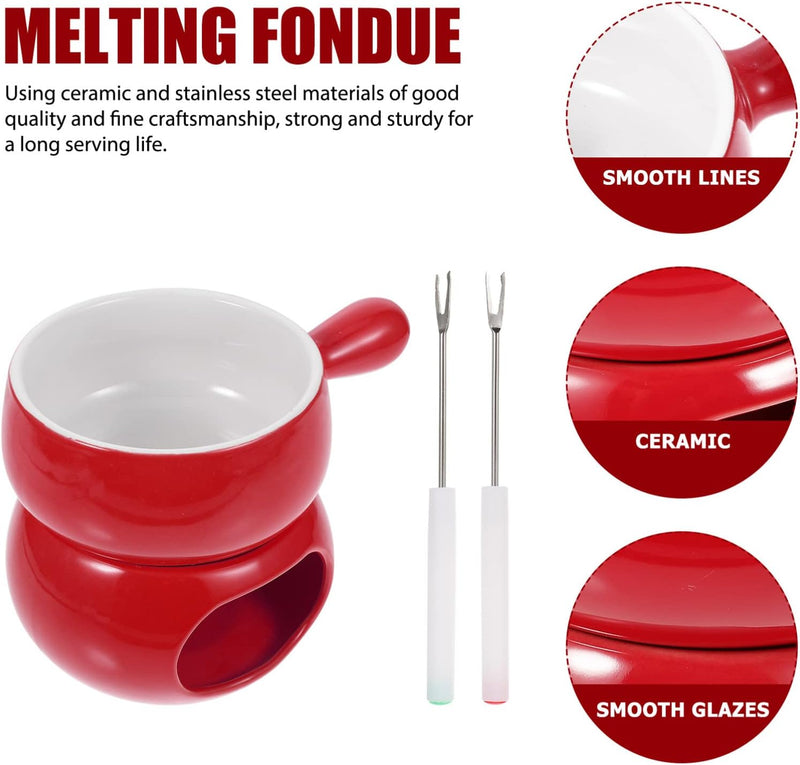 Cabilock Schokofondue 1 Satz Schokoladenfondue Set Porzellan K?sefondue Topf mit Kerzen Heizung Herd