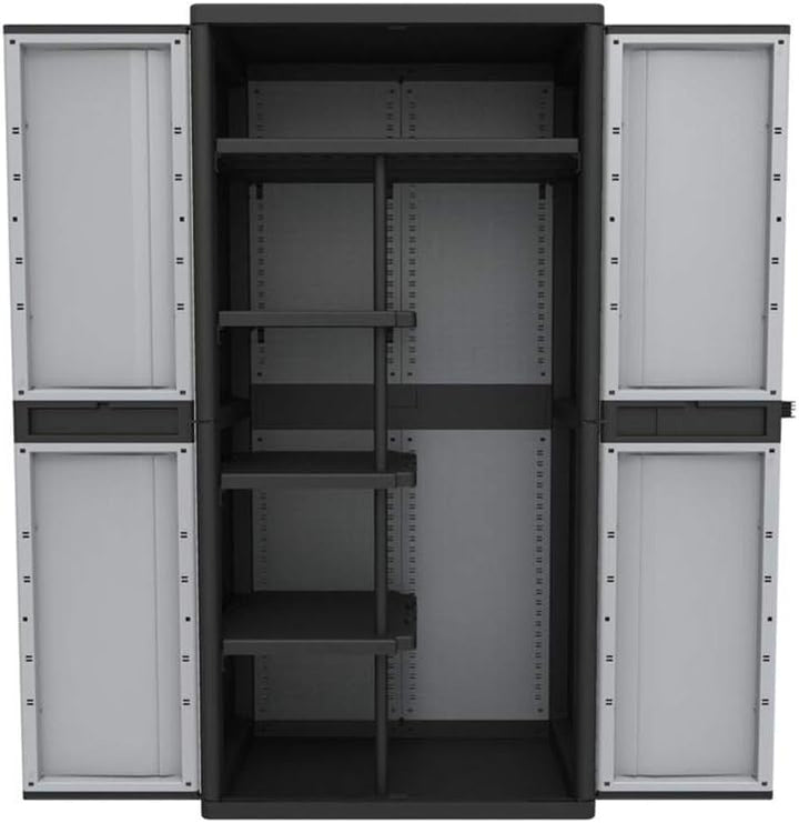 Kreher XXL Kunststoff Spindschrank mit einem durchgehenden Boden, schmalen Böden und Freifach für sp