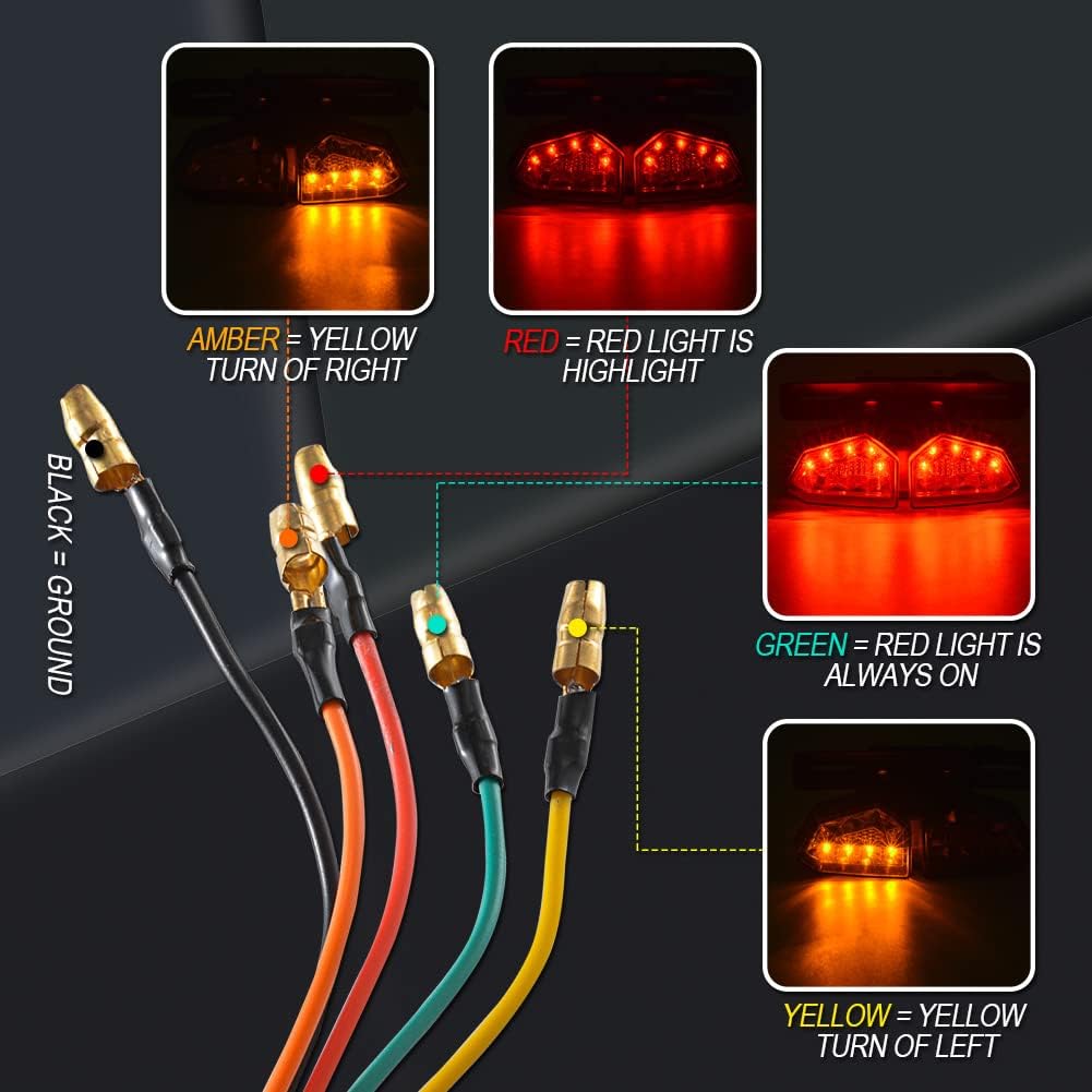 KATUR Universal Motorrad Integriertes Bremslicht RüCklicht Blinker Kennzeichenbeleuchtung (Rauch Lin