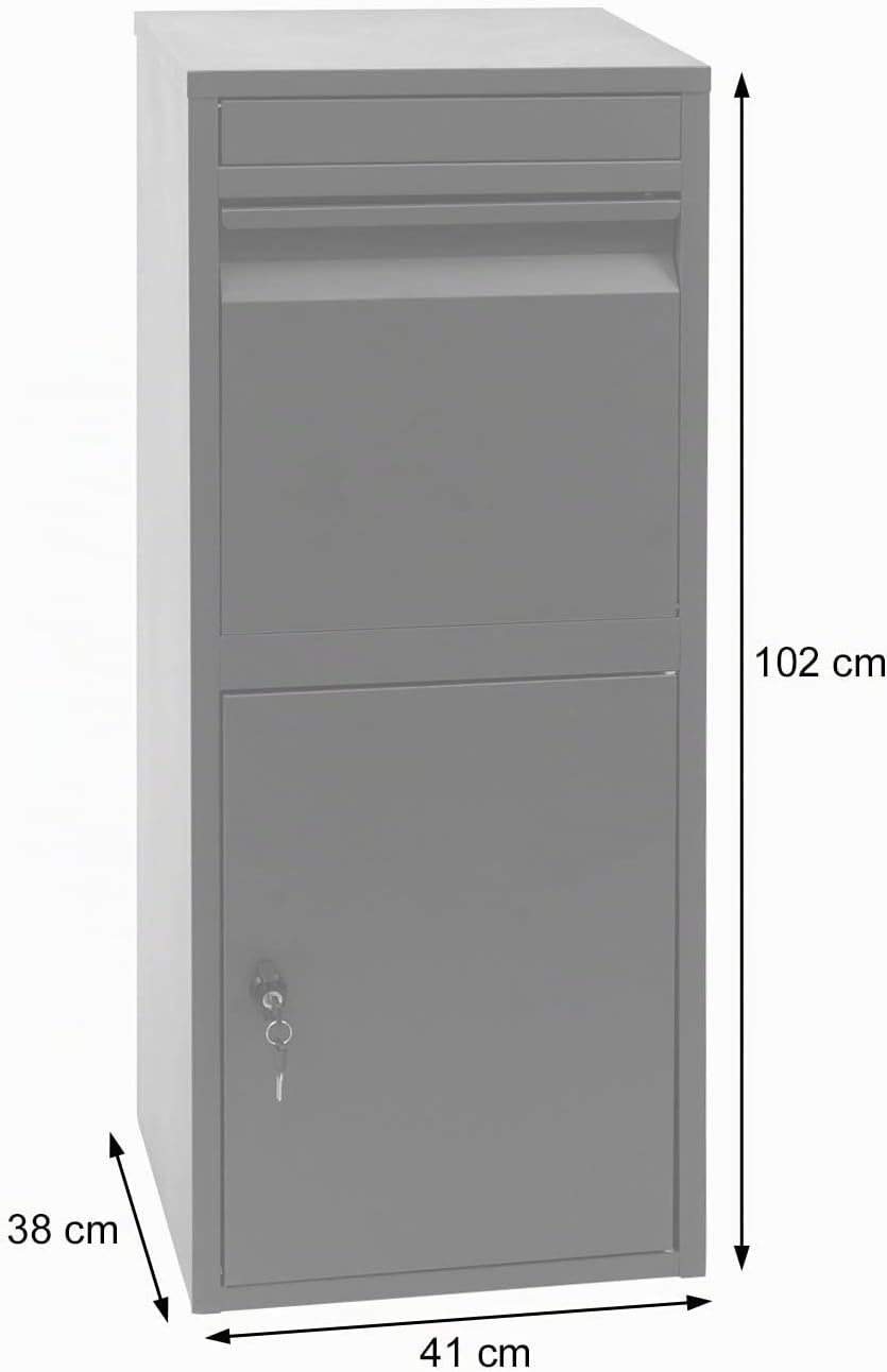 Paketkasten HWC-G80, Paketbox Standbriefkasten Briefkasten Grösse L - verzinkt anthrazit, Verzinkt A