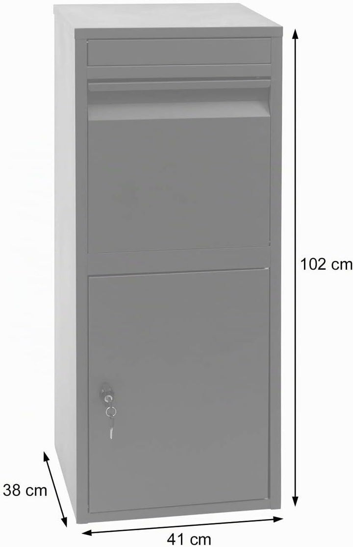 Paketkasten HWC-G80, Paketbox Standbriefkasten Briefkasten Grösse L - verzinkt anthrazit, Verzinkt A