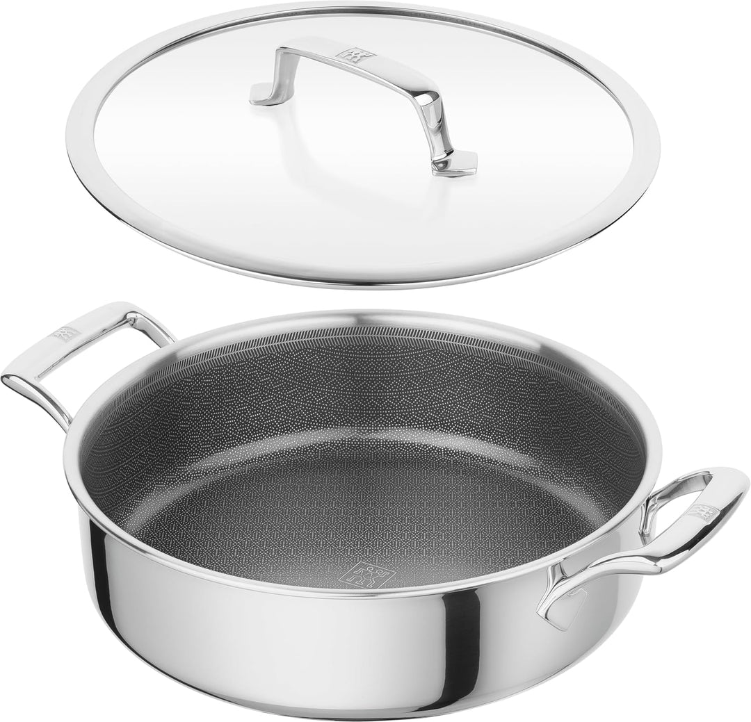 ZWILLING Peak Servierpfanne 26 cm, 2 Griffe, Edelstahl, Antihaft-Wabenbeschichtung, Besonders kratzf