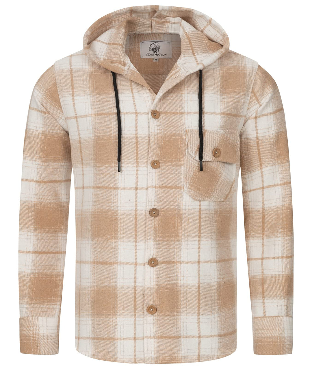 Rock Creek Herren Hemd Kariert Kapuzenhemd M65 XXL Beige - H326, XXL Beige - H326