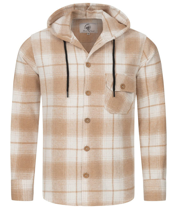 Rock Creek Herren Hemd Kariert Kapuzenhemd M65 XXL Beige - H326, XXL Beige - H326