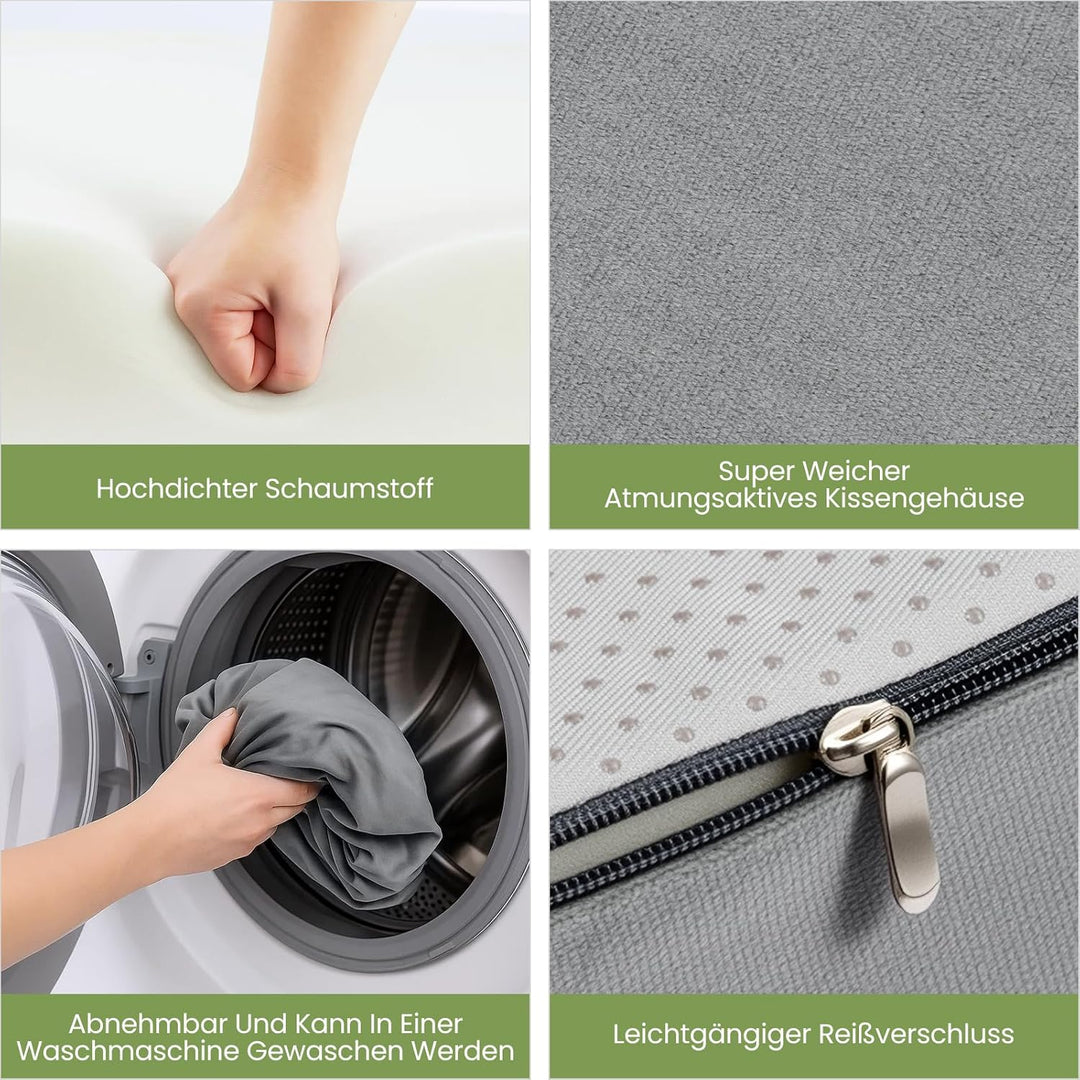 Premium Keilkissen für Bett & Sofa – 2-Zonen-Komfortsystem | Reflux- & Schlafhöherlagerungskissen |
