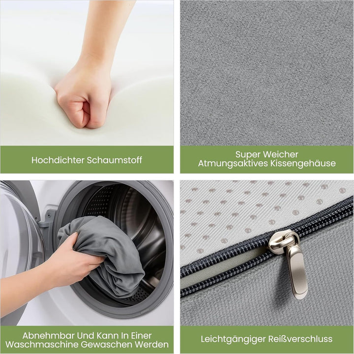 Premium Keilkissen für Bett & Sofa – 2-Zonen-Komfortsystem | Reflux- & Schlafhöherlagerungskissen |