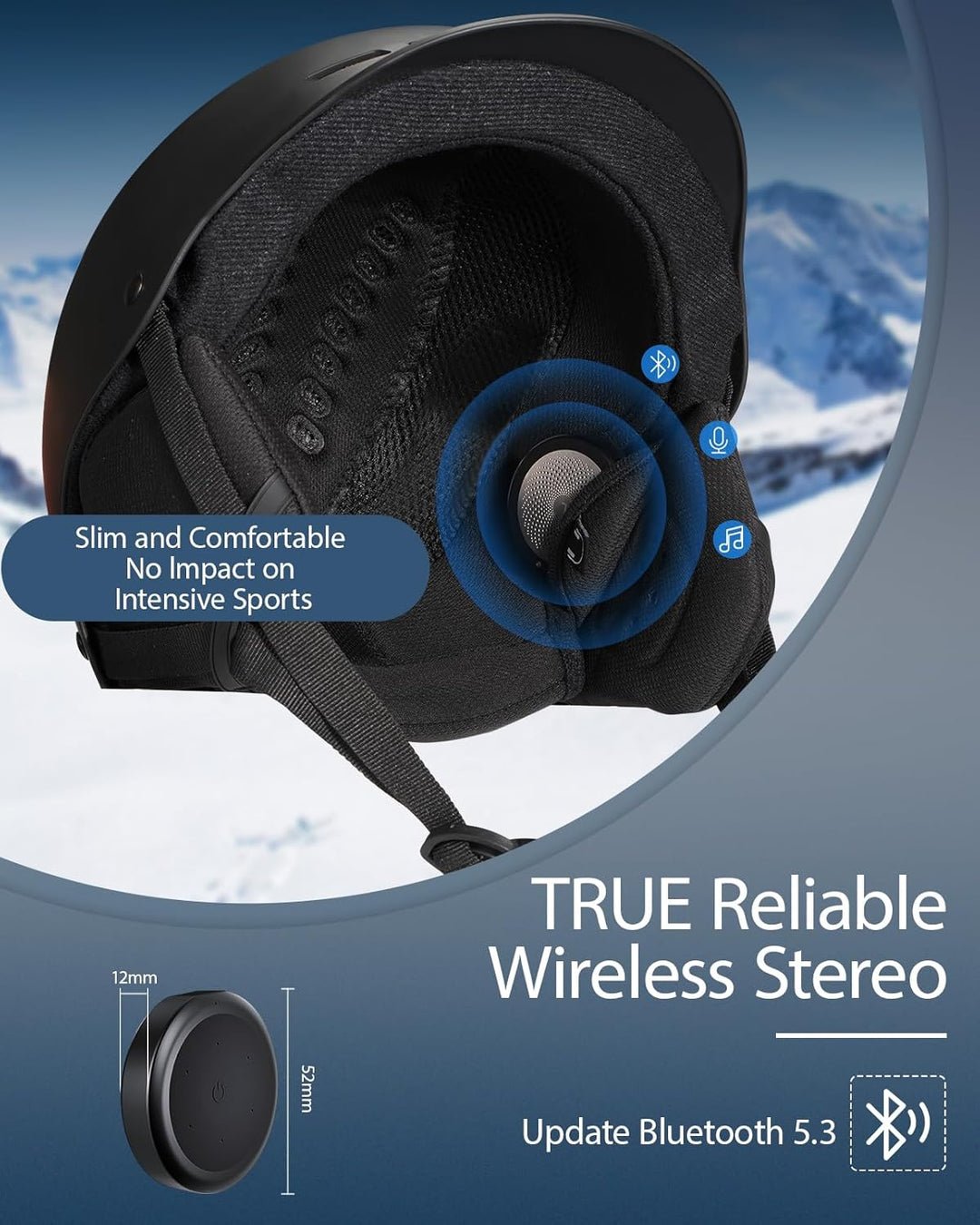 Doohoeek Helmkopfhörer, True-Wireless-Ohrhörer für Audio-Ready-Helme, Bluetooth 5,3 Headset mit Lade