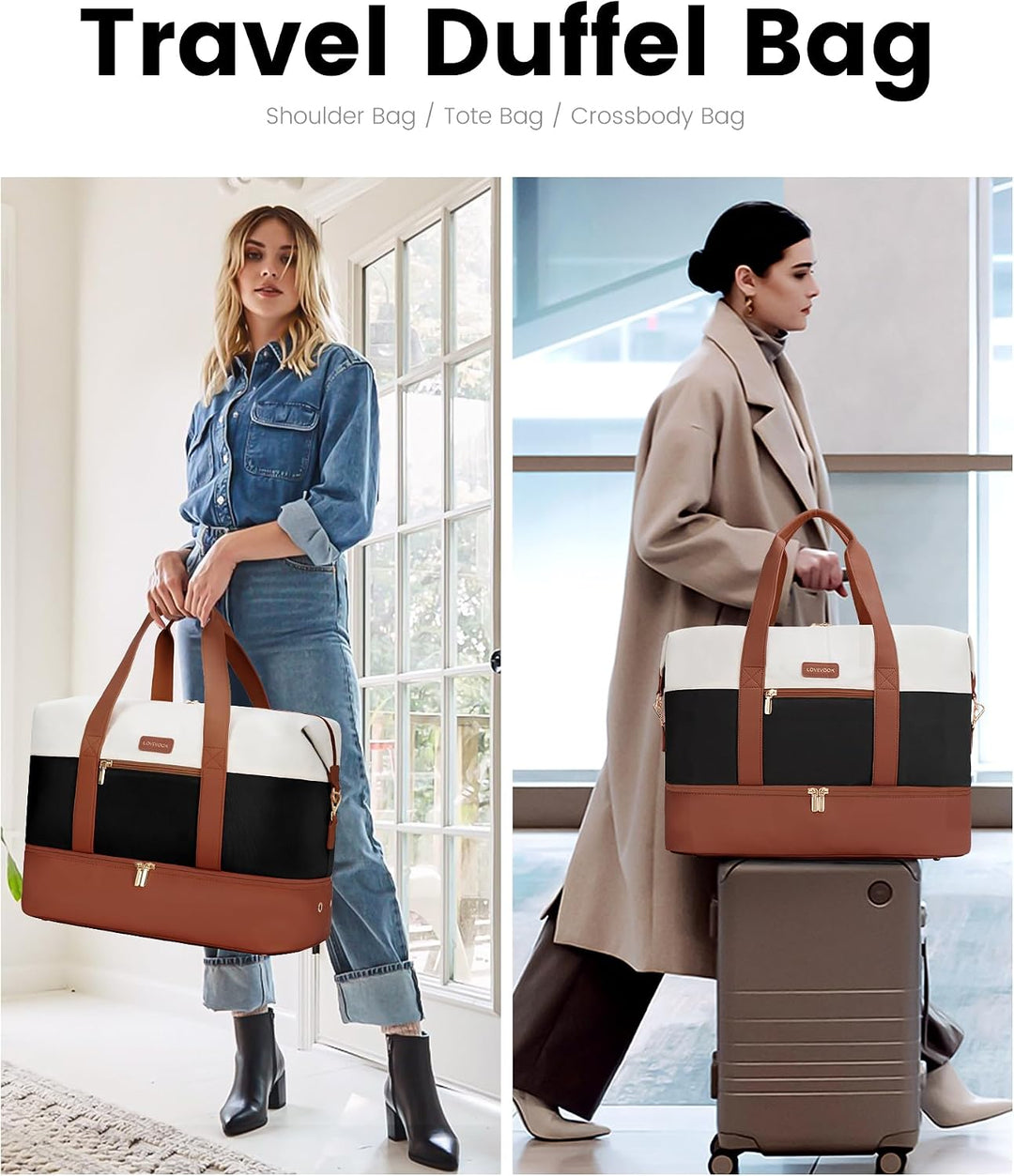 LOVEVOOK Reisetasche Damen, Weekender Damen Kliniktasche Geburt, Handgepäck Tasche Für Flugzeug, Spo