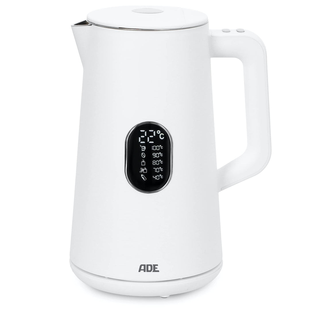 ADE Energiesparender Wasserkocher mit Temperatureinstellung 40-100°C | 1,5 l | Edelstahl | BPA-frei