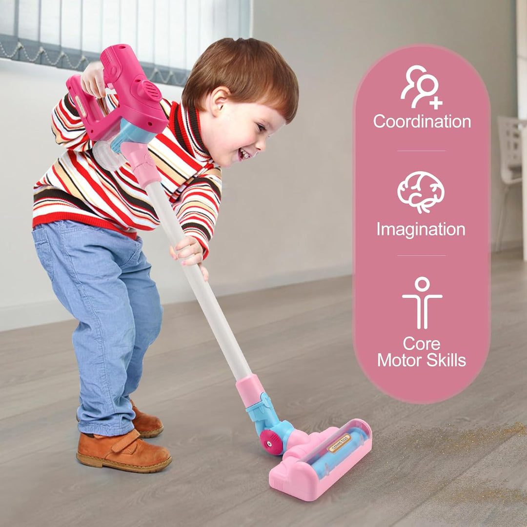 Staubsauger Spielzeug Set, Kinderstaubsauger mit Echter Saugfunktion, Kinderstaubsauger ab 3 4 5 6 J
