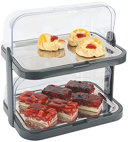 HENDI Buffet-Vitrine, gekühlt, set mit Kühlakkus, 555x357x(H)175mm & APS Buffetvitrine „Doppeldecker