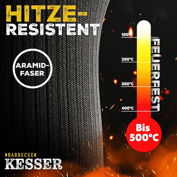 KESSER® Grillhandschuhe hitzebeständig bis 500° XXL | Ofenhandschuhe Atmungsaktiv & mit rutschfestem