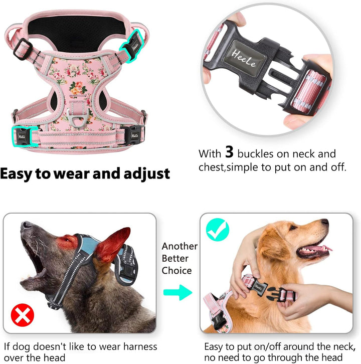 HEELE Hundegeschirr, Hundegeschirr für Mittelgrosse Hunde, Weich Atmungsaktiv Einstellbar Reflektier
