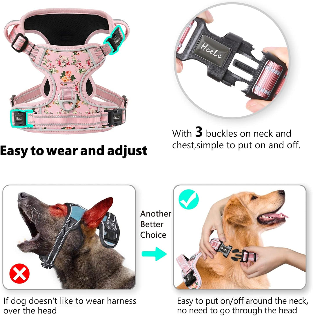 HEELE Hundegeschirr, Hundegeschirr für Mittelgrosse Hunde, Weich Atmungsaktiv Einstellbar Reflektier