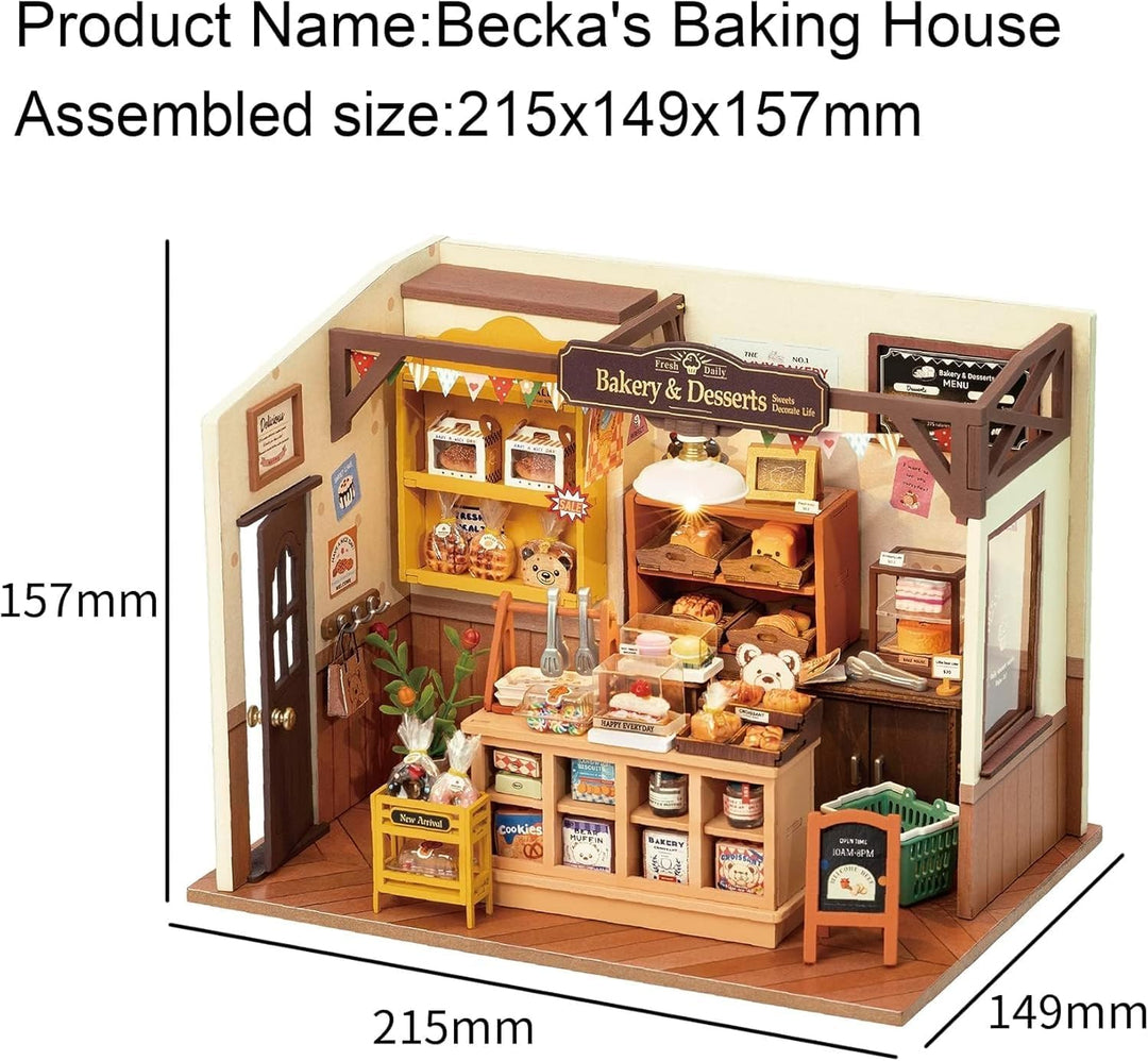 RoWood DIY Miniatur Haus Backhaus Puppenhaus | DIY Mini Holz Haus Modellbausatz | Bastelset Geburtst