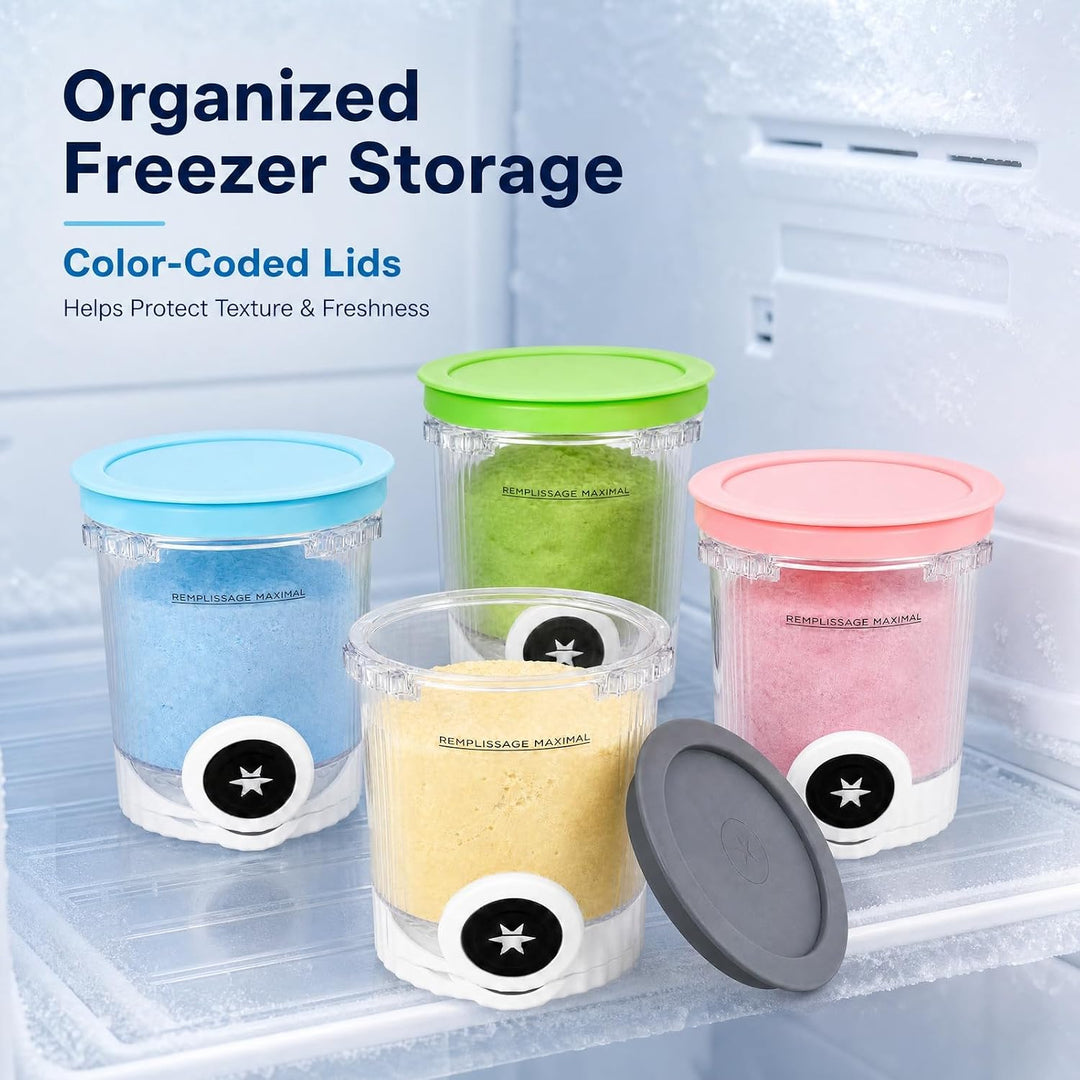 4 Stück Eiscreme Behälter Set für Ninja Creami, Ersatz Pint Container mit Deckel für NC700 NC701 Mod