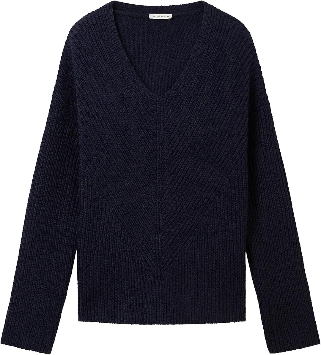 TOM TAILOR Damen 1042956 RIPP Strickpullover mit V-Ausschnitt S 10668 - Sky Captain Blue, S 10668 -