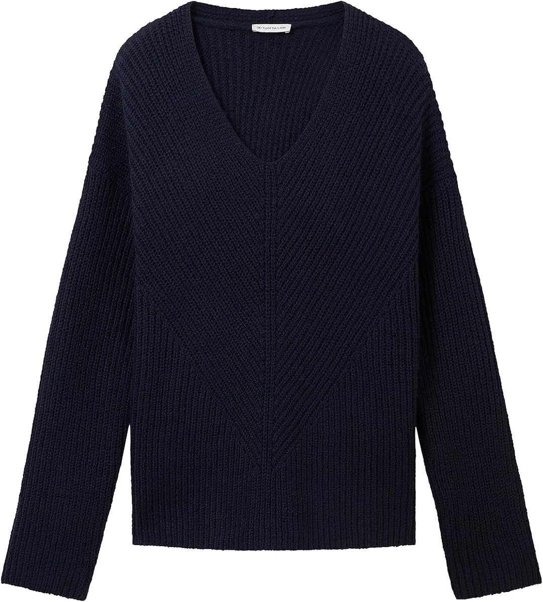 Tom Tailor Damen 1042956 RIPP Strickpullover mit V-Ausschnitt M 10668 - Sky Captain Blue, M 10668 -