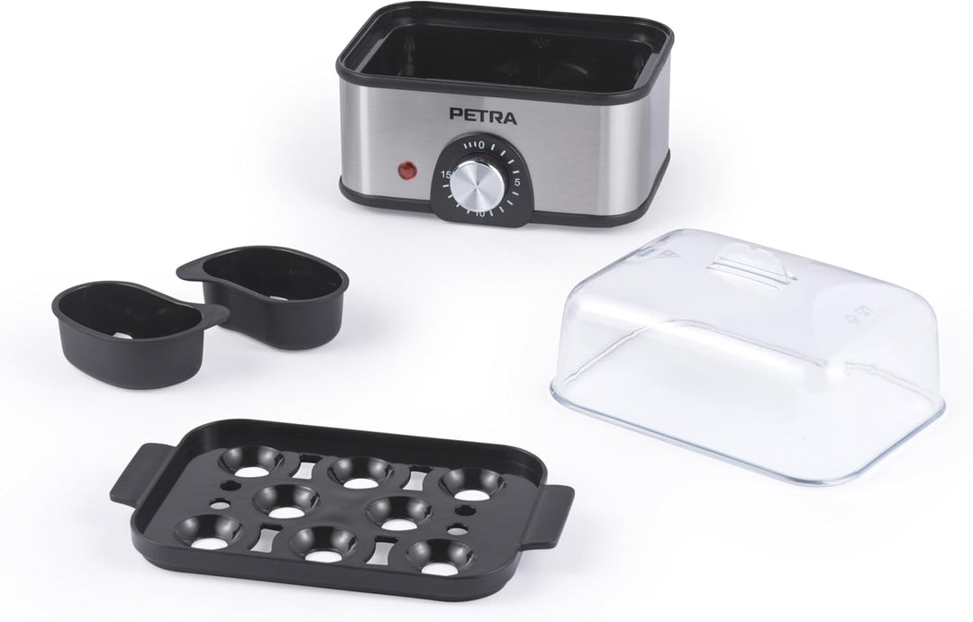 Petra Elektrischer Eierkocher – Kapazität für 8 Eier, Eier kochen und pochieren, weich-, mittel- und