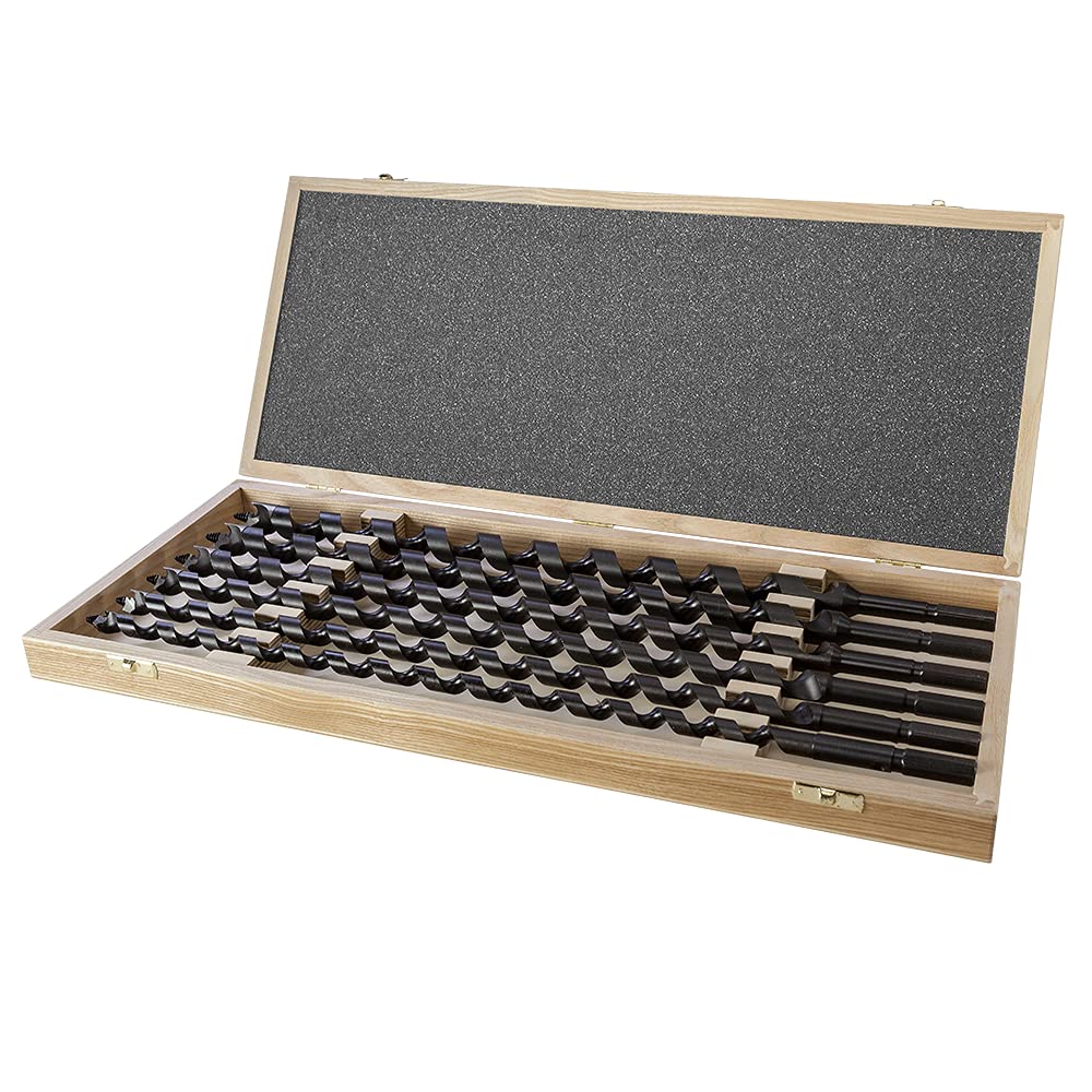 Schlangenbohrer Elite Black Set Ø 12-14-16-18-20-22 mm, Länge 460 mm in einer Holzkassette Schlangen