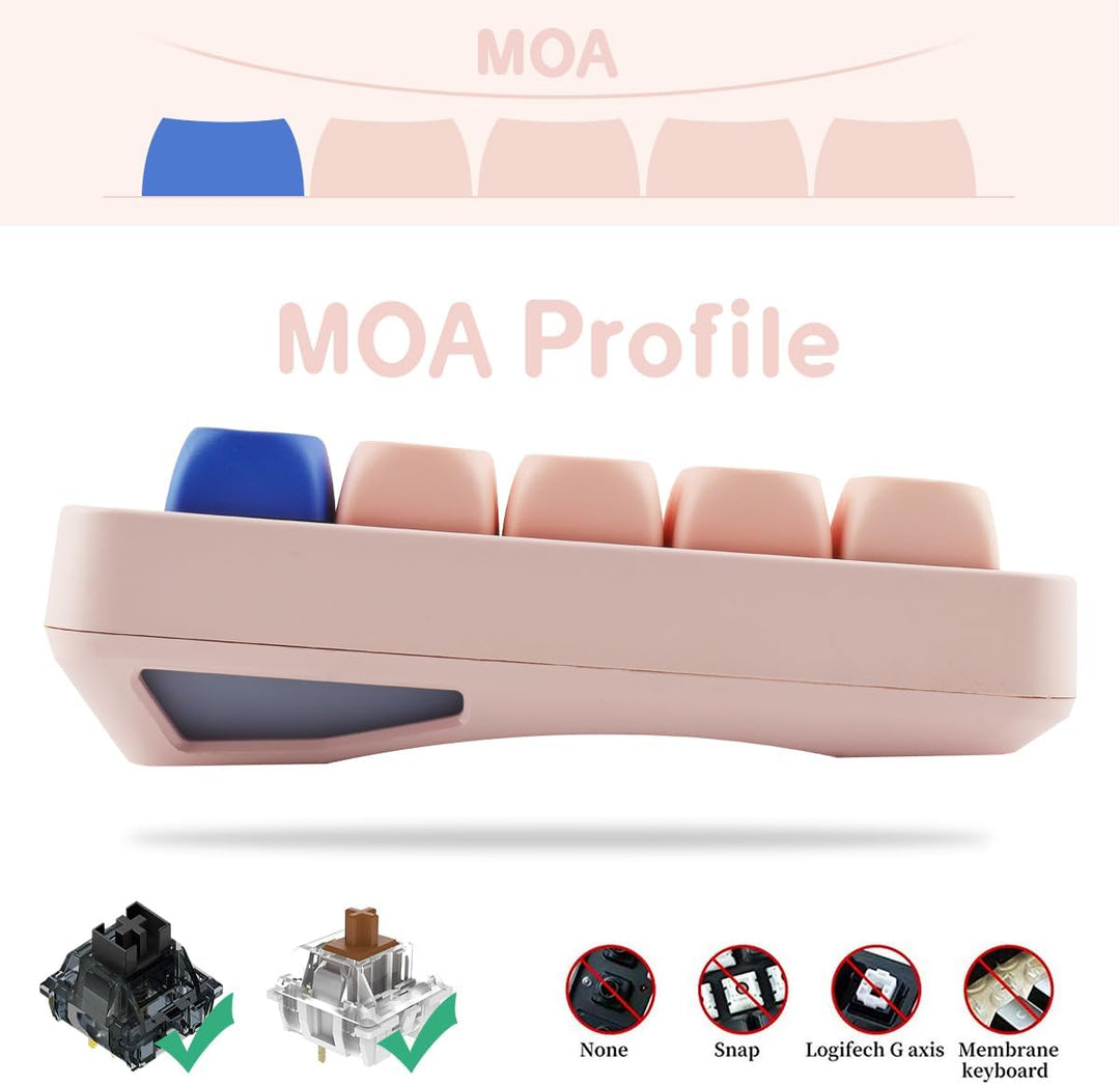 Sunzit Keycaps 148 Tasten PBT Keycaps Set MOA Profil Dye-Sub Niedliche rosa Keycaps Tastenkappen für