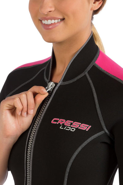 Cressi Women's Short Front Zip Wetsuit for Surfing, Snorkeling, Scuba Diving -Lido Short Lady pink/s