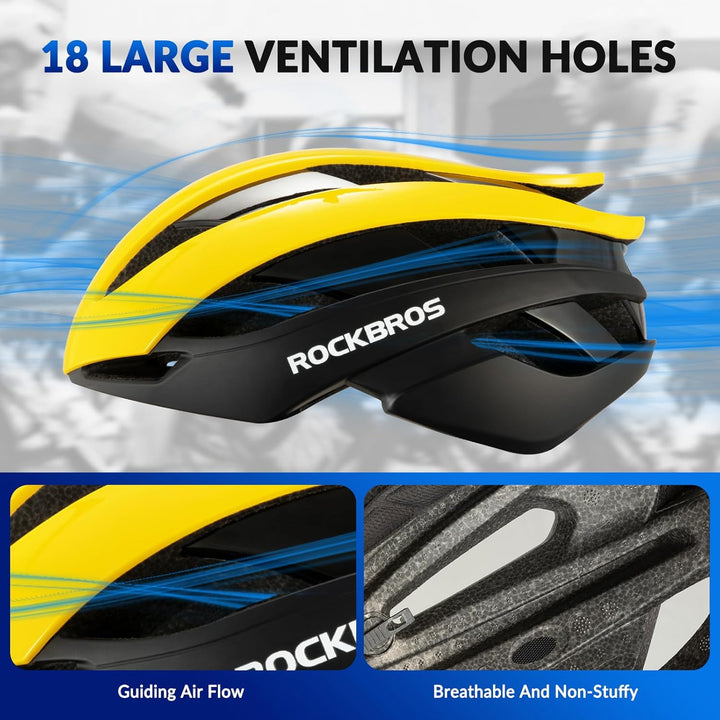 ROCKBROS Fahrradhelm Rennradhelm Leichter Radhelm M/L 55-61 cm Verstellbarer Allround-Helm Belüftung