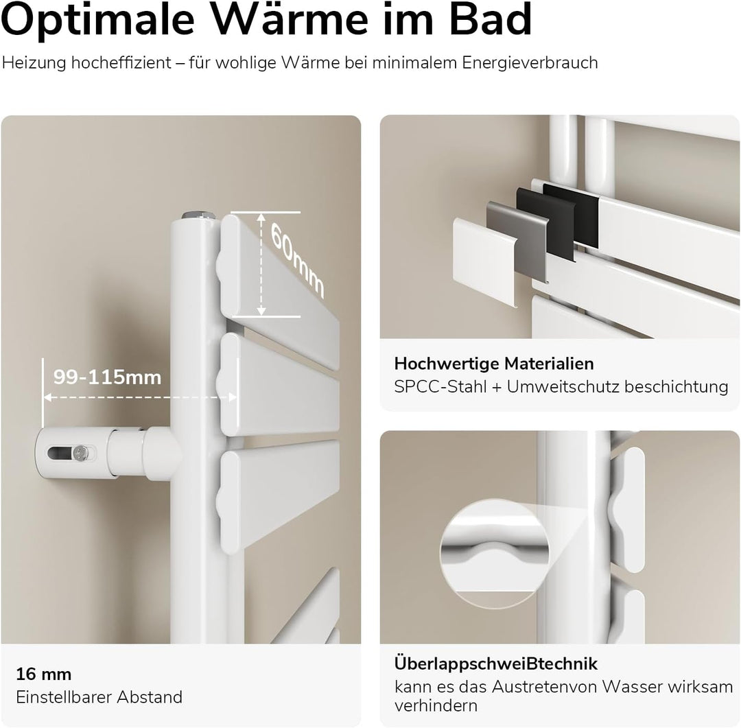EMKE WiFi Handtuchheizkörper Elektrisch 1599x400 mm - Flach Badheizkörper Elektrisch, Elektrischer H