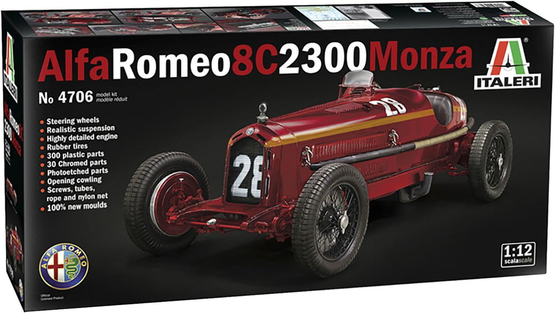 Italeri IT4706 510004706 0.05 Alfa Romeo 8C 2300 Monza Nuvolari-Modellbau, Bausatz, Standmodellbau,